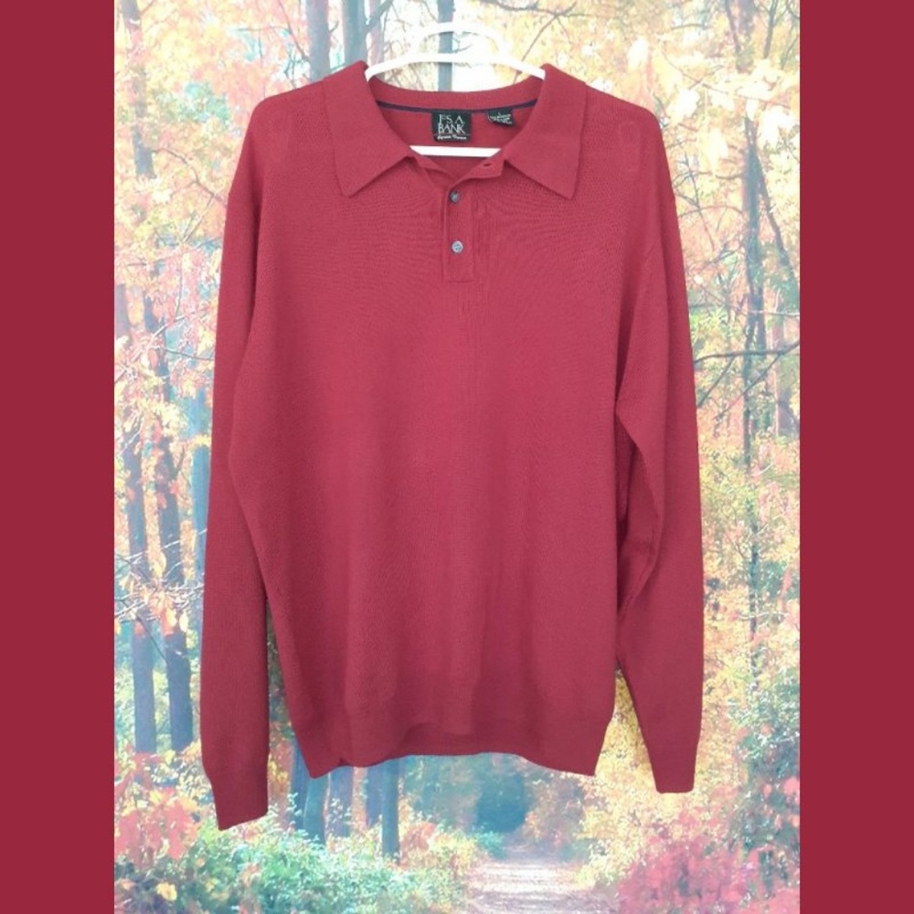 Jos. A. Banks Red Merino Wool Sweater Size Large - Picture 2 of 7